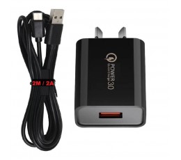 QC3.0 Wall Charger + 2M 2A Usb 2.0 Type-C Cable 2 Meter 2amp S10 S9 S8 plus