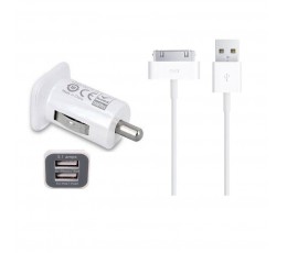 iPhone 4 4S 3GS iPad 3 2 iPod Touch 5th Car Charger dual usb port + 30 PIN Cable