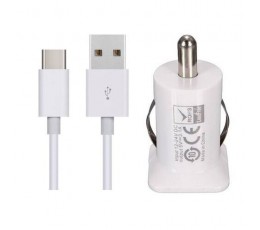 Car Charger + Type-C Cable 1M 2.1A White Samsung A20 A20E A20S A30 A30S