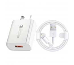 iPhone X 8 7 6 5 plus SE QC3.0 USB Wall Charger + Genuine Foxconn Lightning